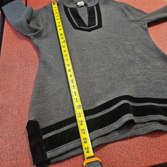 Soft Surroundings Wool Blend Tunic PL Velvet Trim Relaxed Quiet Luxury Neutral - Picture 8 of 8